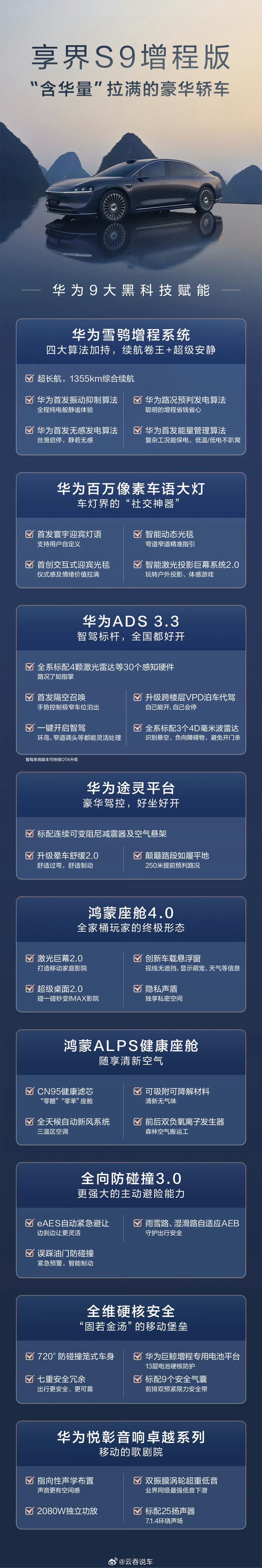 享界S9增程版将4月16日上市 预售价31.8万起